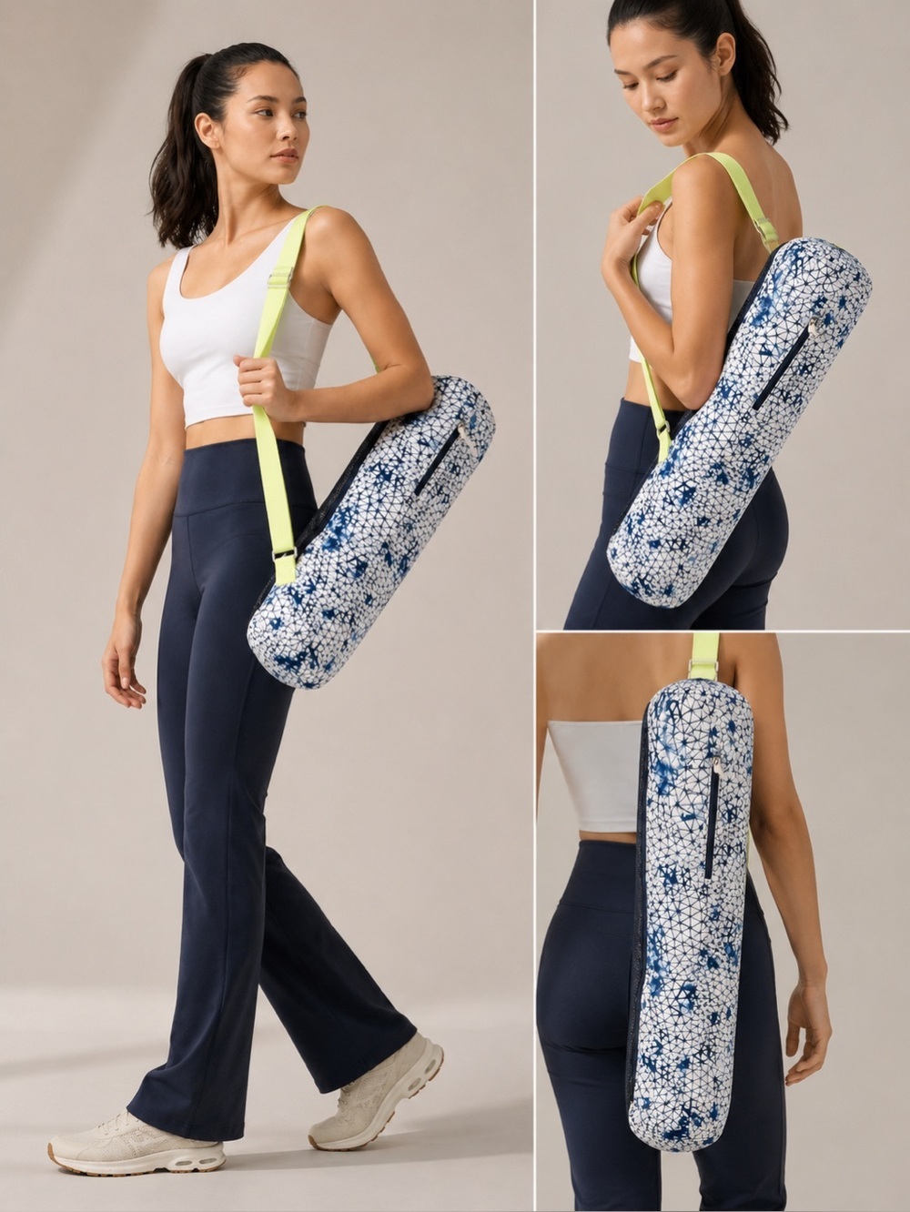 LULULEMON Yoga Mat Bag 16L Blue White Print Neon Strap